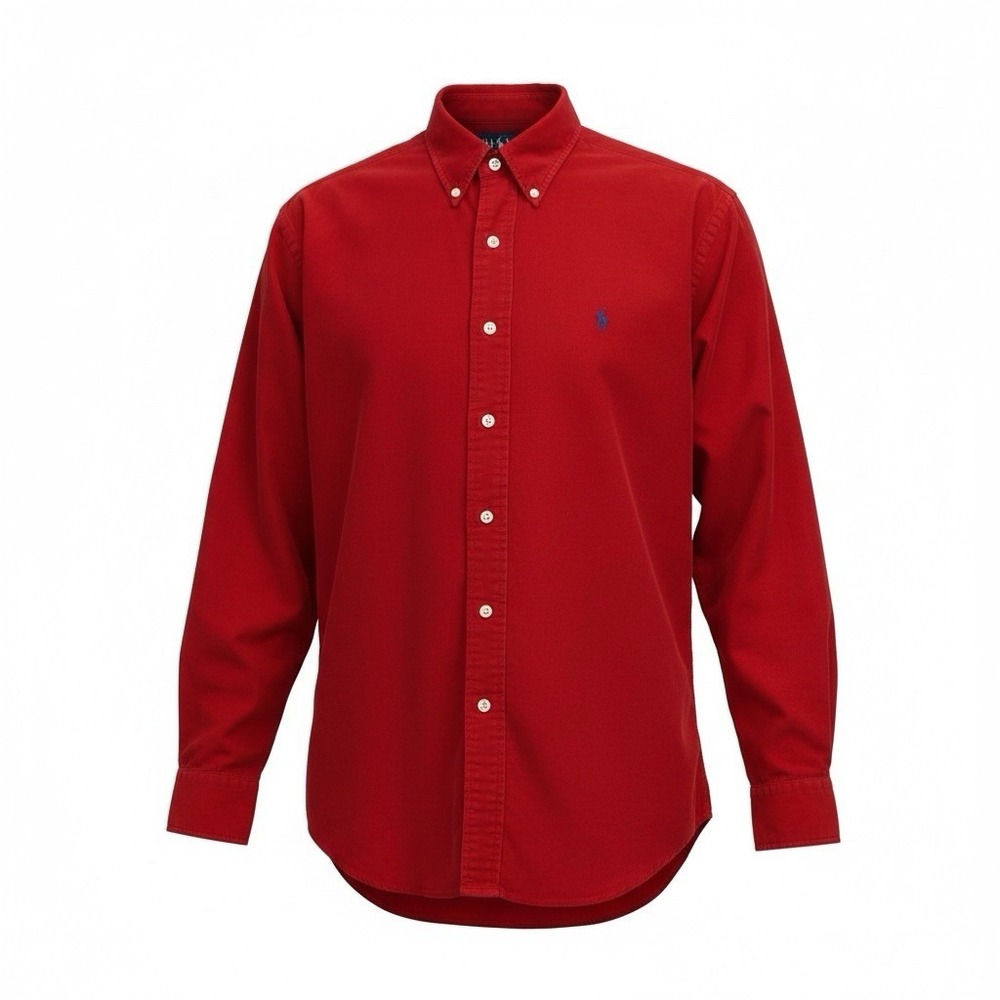 RALPH LAUREN‎ Blake 100% Cotton Mens L Red Corduroy Long Sleeve Button Down